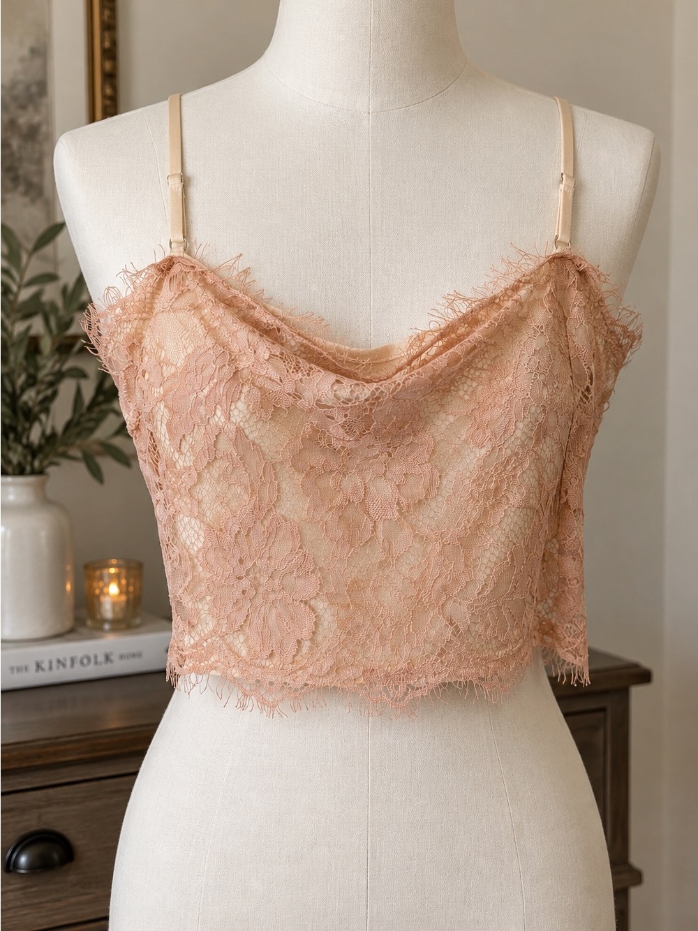 Intimately Free People Blush Pink Eyelash Lace Crop Cami Top XS